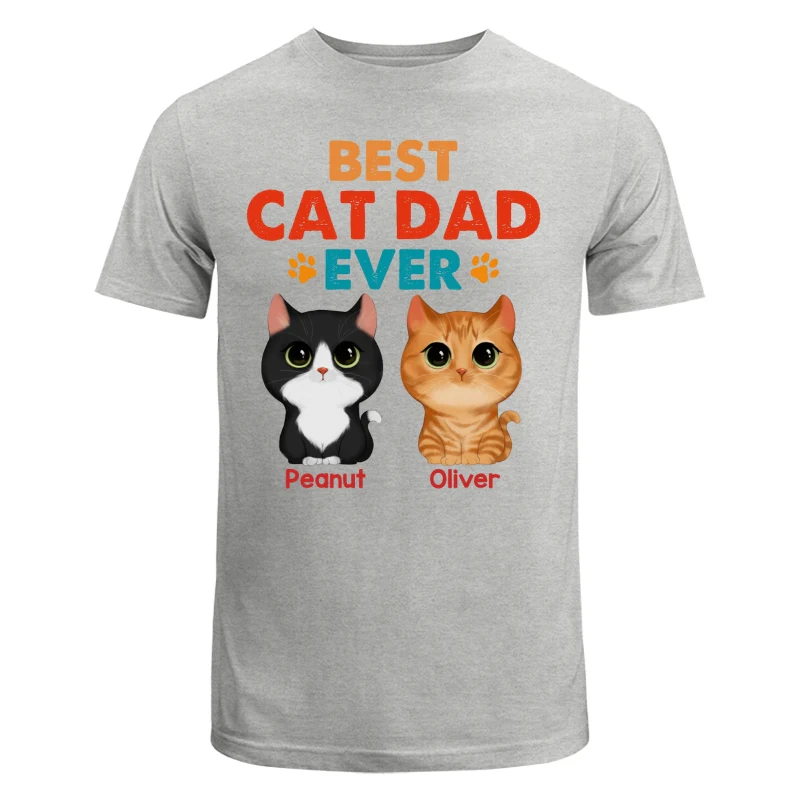 Watercolor Cute Cats Best Cat Dad Ever Retro Gift For Cat Dad Cat Lovers Personalized Shirt - Image 6