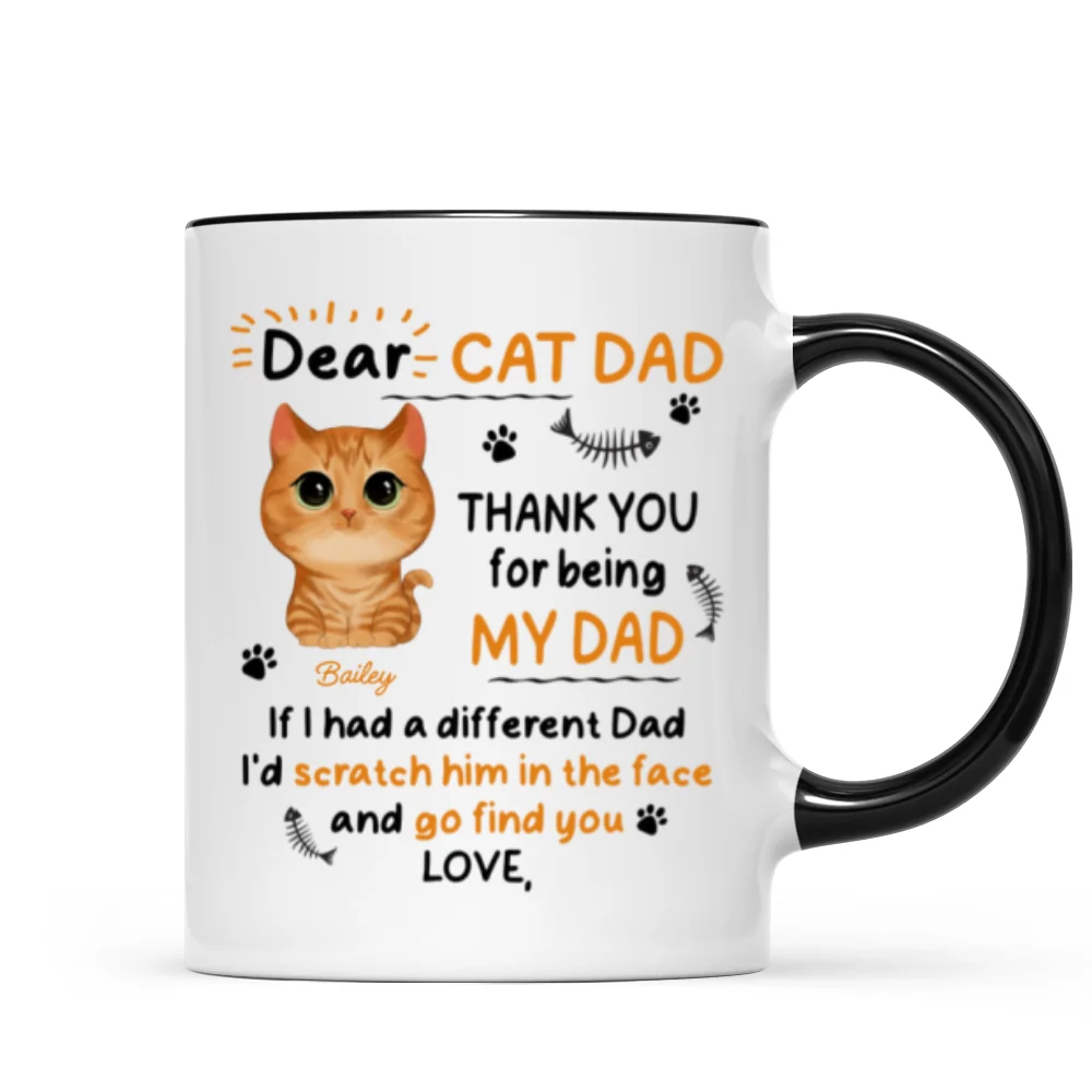 Watercolor Cute Cats Dear Cat Dad Thank You Gift For Cat Dad Cat Lovers Personalized Mug - Image 5