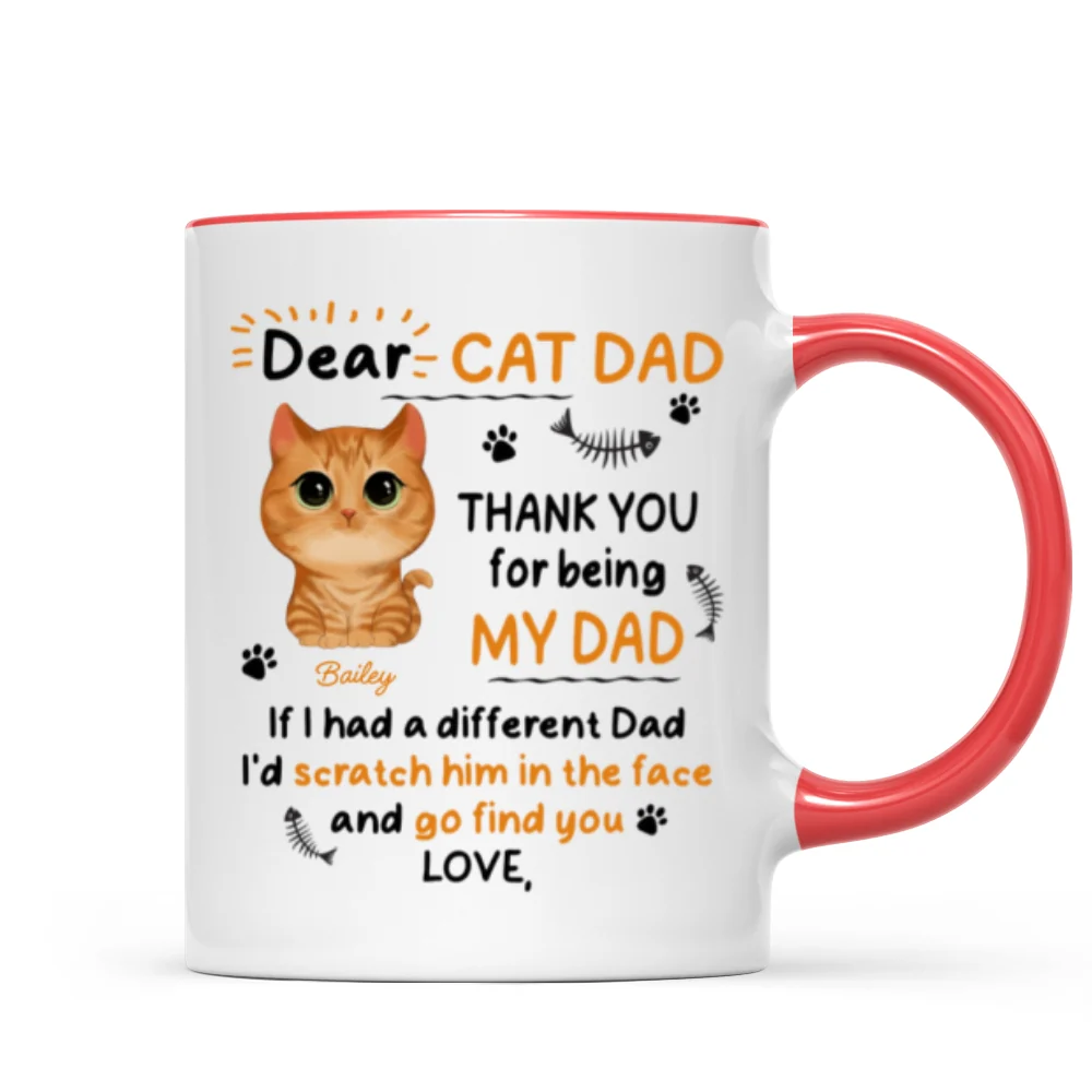 Watercolor Cute Cats Dear Cat Dad Thank You Gift For Cat Dad Cat Lovers Personalized Mug - Image 7