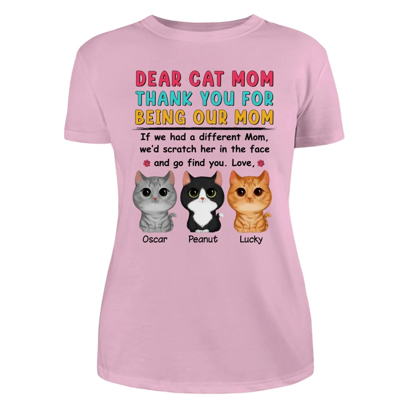 Watercolor Cute Cats Dear Mom Thank You Gift For Cat Mom Cat Lovers Personalized Shirt - Image 11