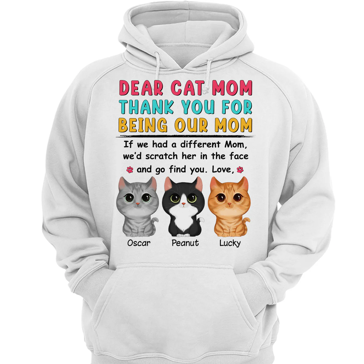 Watercolor Cute Cats Dear Mom Thank You Gift For Cat Mom Cat Lovers Personalized Shirt - Image 3