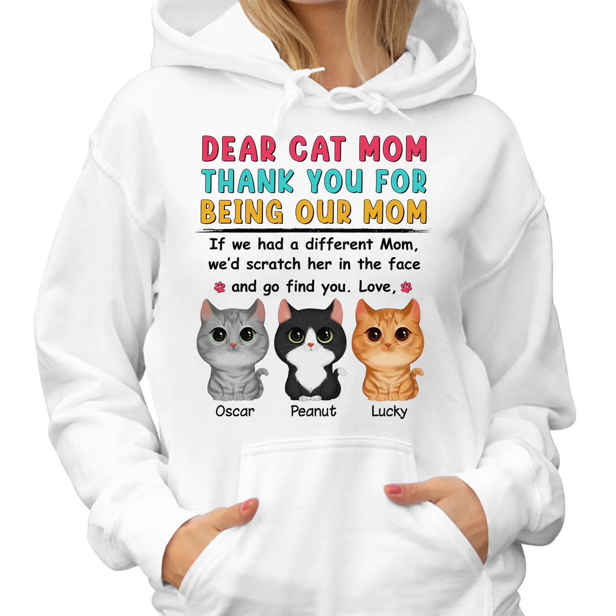 Watercolor Cute Cats Dear Mom Thank You Gift For Cat Mom Cat Lovers Personalized Shirt - Image 4
