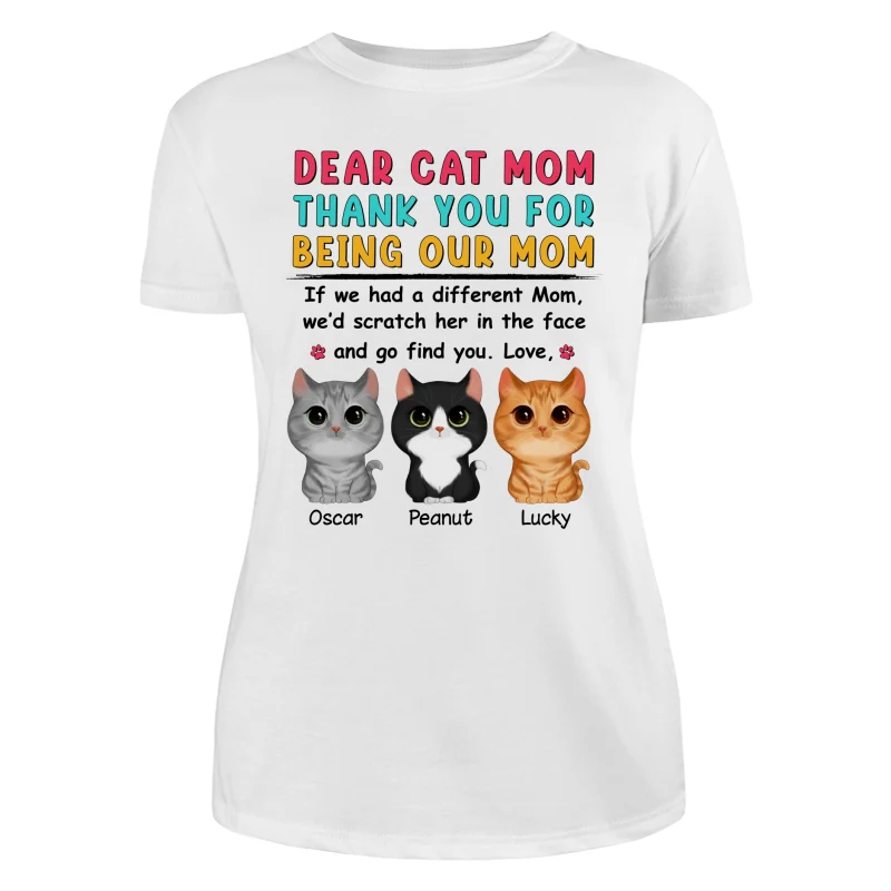 Watercolor Cute Cats Dear Mom Thank You Gift For Cat Mom Cat Lovers Personalized Shirt - Image 9