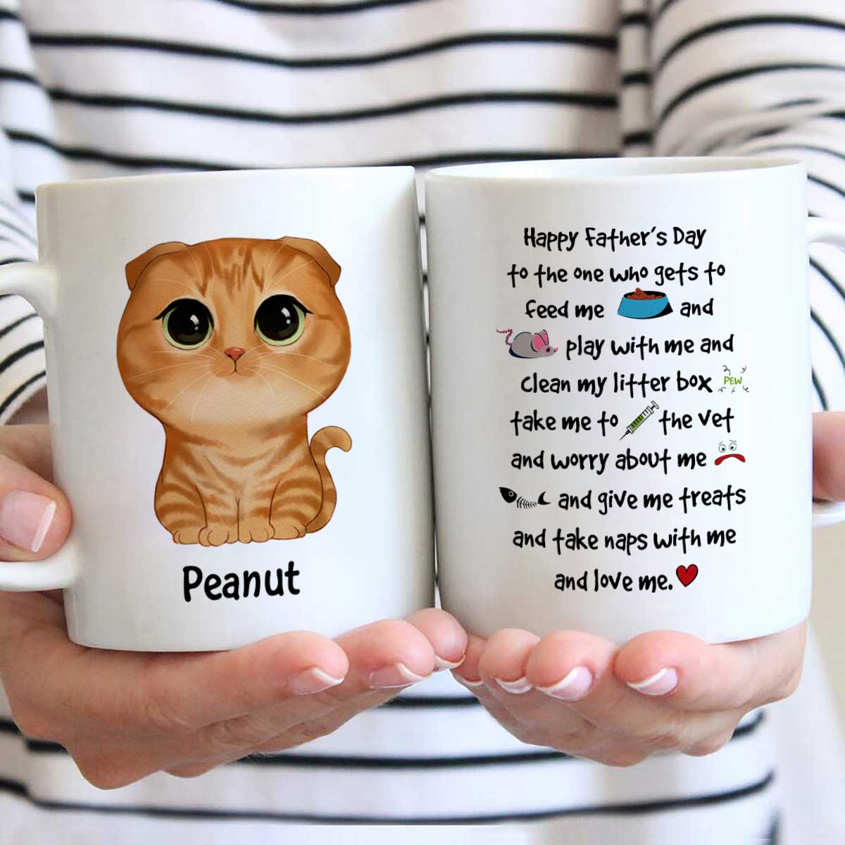 Watercolor Cute Cats Happy Father‘ Day Cat Things Personalized Mug - Image 2