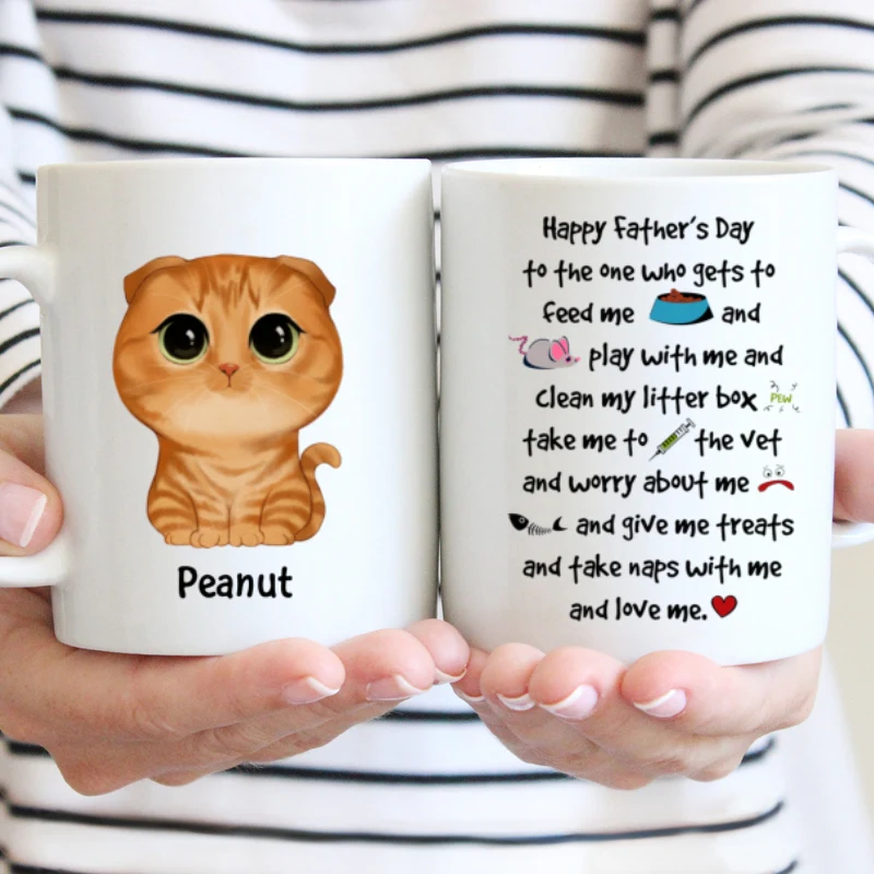 Watercolor Cute Cats Happy Father‘ Day Cat Things Personalized Mug - Image 5