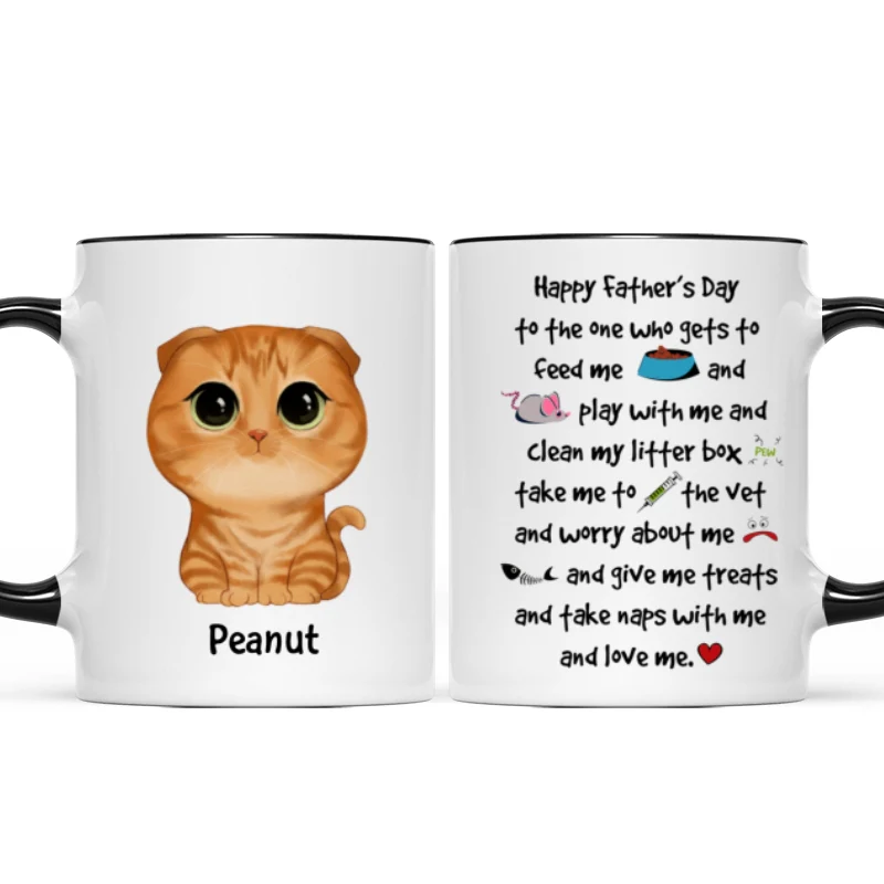Watercolor Cute Cats Happy Father‘ Day Cat Things Personalized Mug - Image 6