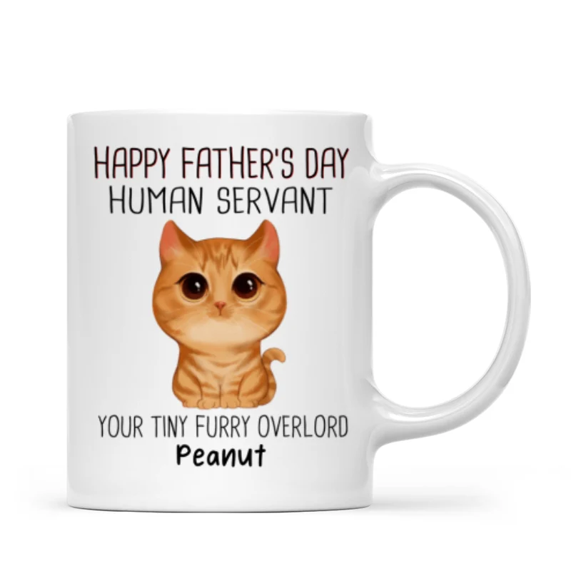 Watercolor Cute Cats Happy Father‘s Day Cat Human Servant - Personalized Mug - Image 4