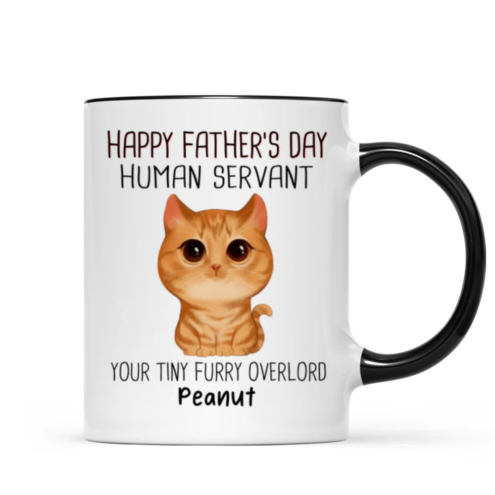 Watercolor Cute Cats Happy Father‘s Day Cat Human Servant - Personalized Mug - Image 5