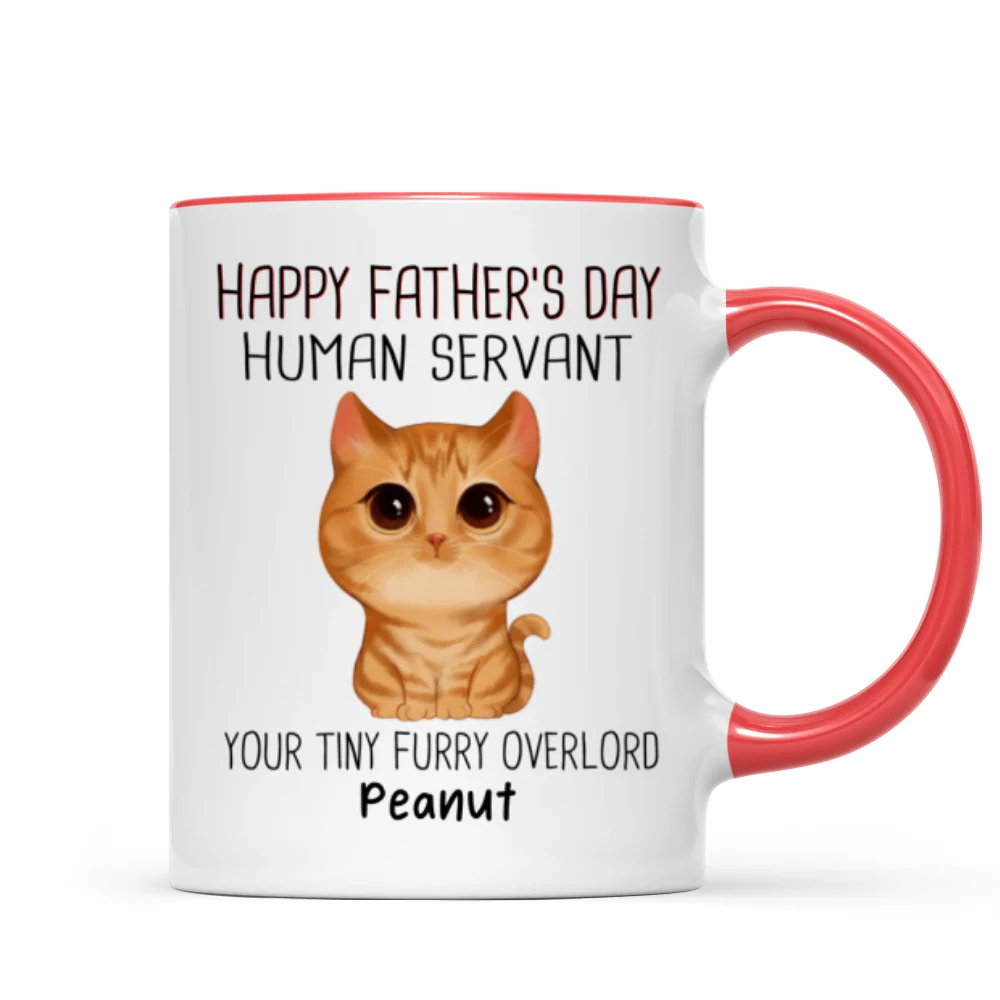 Watercolor Cute Cats Happy Father‘s Day Cat Human Servant - Personalized Mug - Image 7