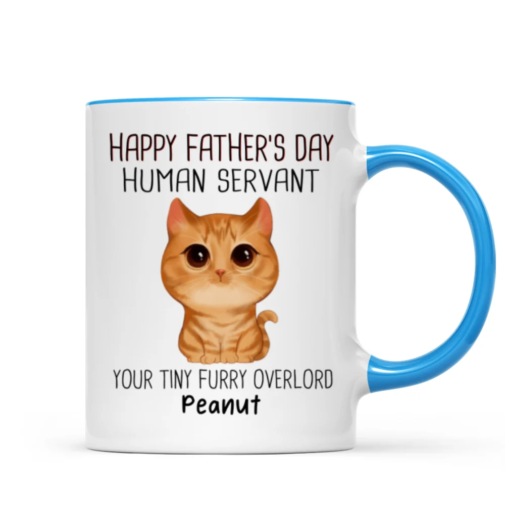 Watercolor Cute Cats Happy Father‘s Day Cat Human Servant - Personalized Mug - Image 8
