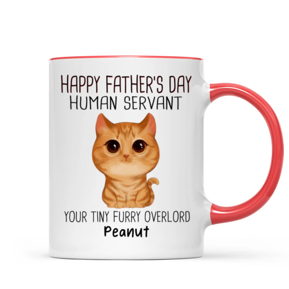 Watercolor Cute Cats Happy Father‘s Day Cat Human Servant Personalized Mug - Image 7