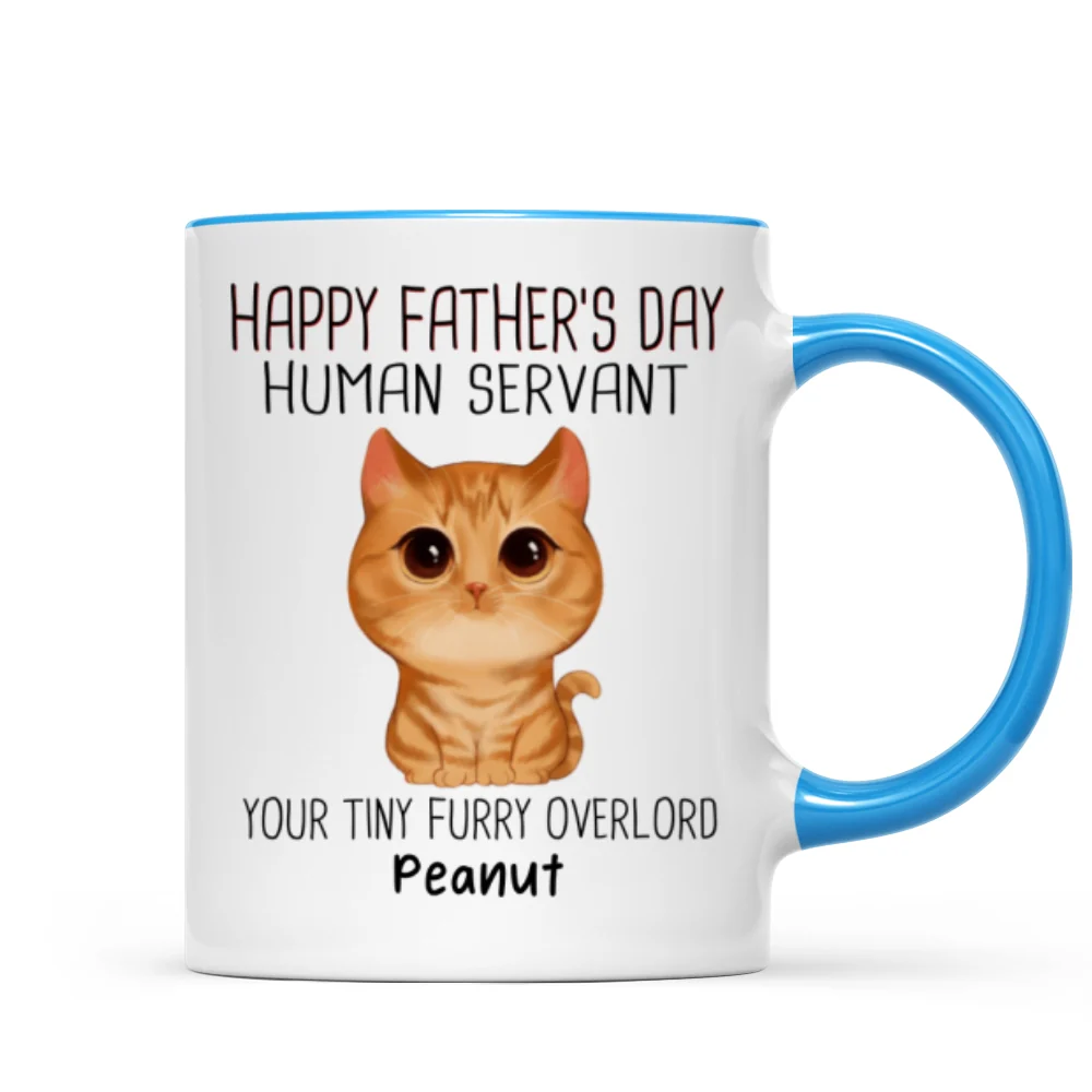 Watercolor Cute Cats Happy Father‘s Day Cat Human Servant Personalized Mug - Image 8