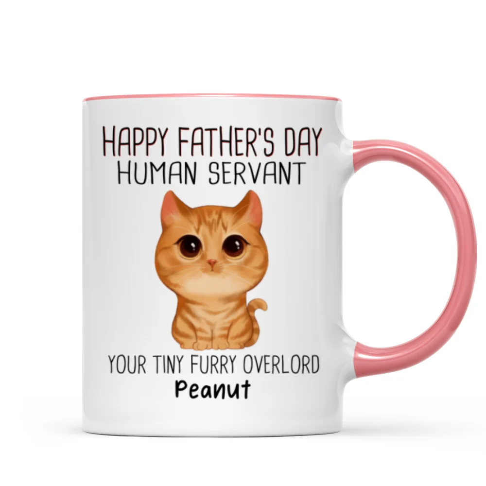 Watercolor Cute Cats Happy Father‘s Day Cat Human Servant Personalized Mug - Image 9