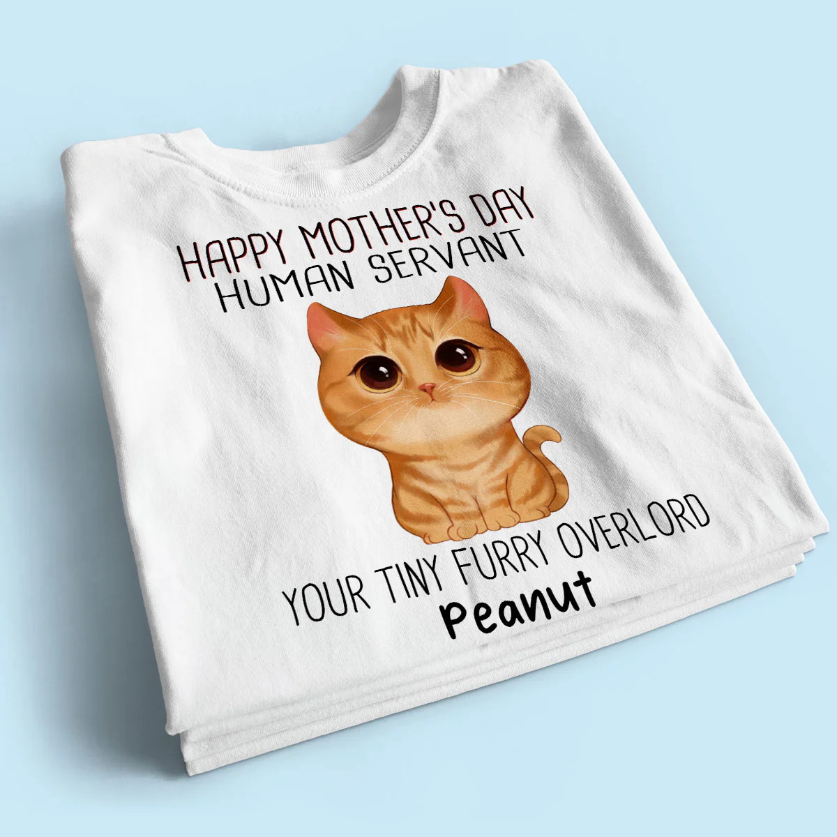 Watercolor Cute Cats Happy Mother‘s Day Cat Human Servant Personalized Shirt - Image 2