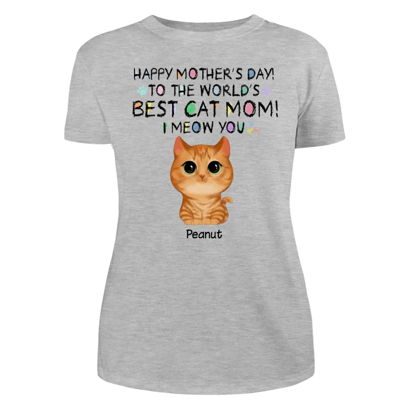 Watercolor Cute Cats Happy Mother‘s Day World‘s Best Cat Mom Crayon Text Personalized Shirt - Image 10