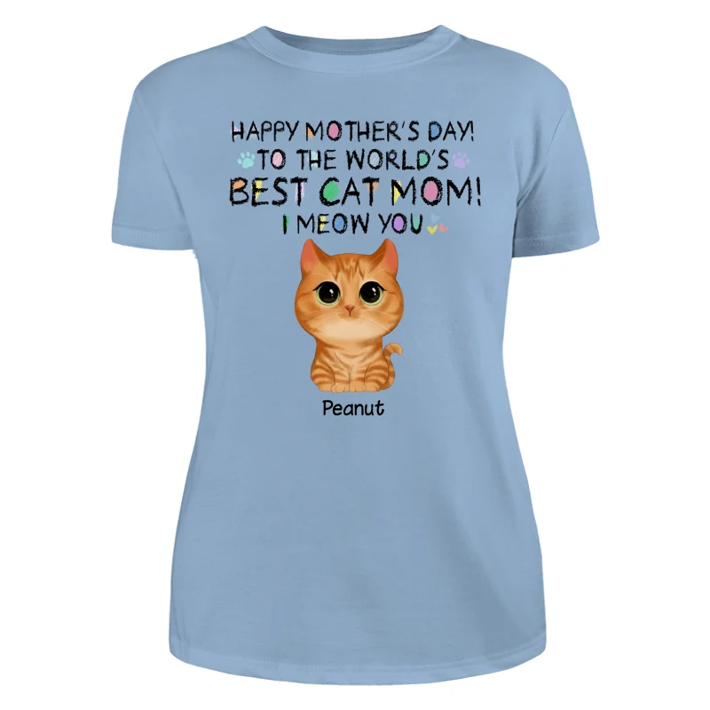 Watercolor Cute Cats Happy Mother‘s Day World‘s Best Cat Mom Crayon Text Personalized Shirt - Image 12