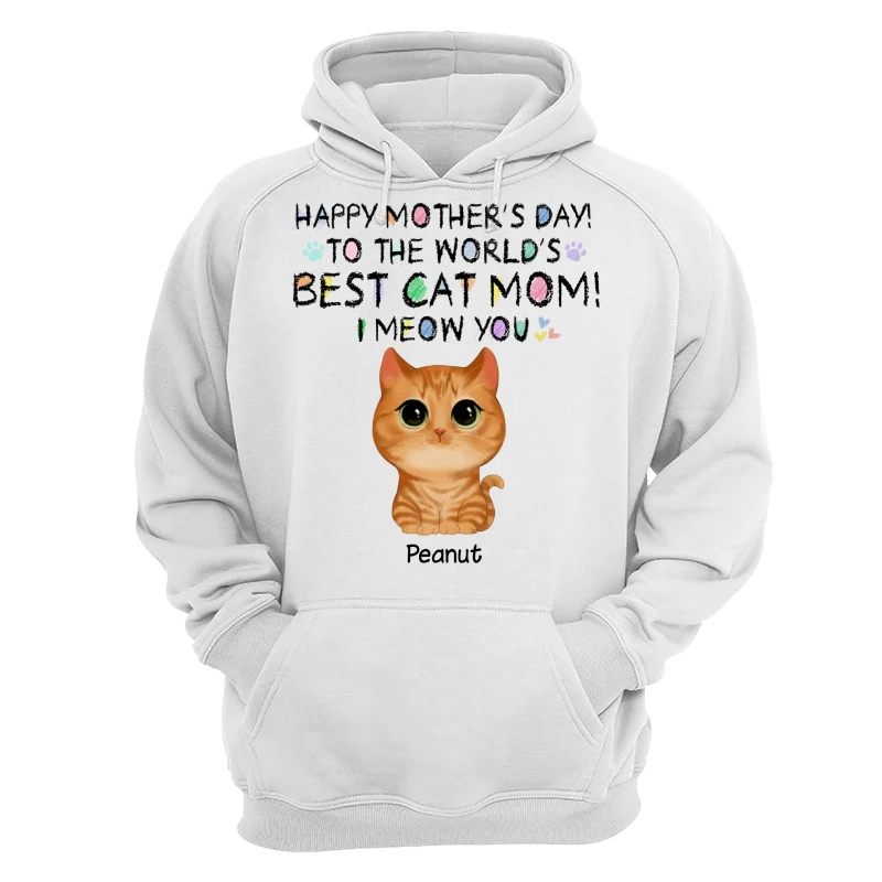Watercolor Cute Cats Happy Mother‘s Day World‘s Best Cat Mom Crayon Text Personalized Shirt - Image 13