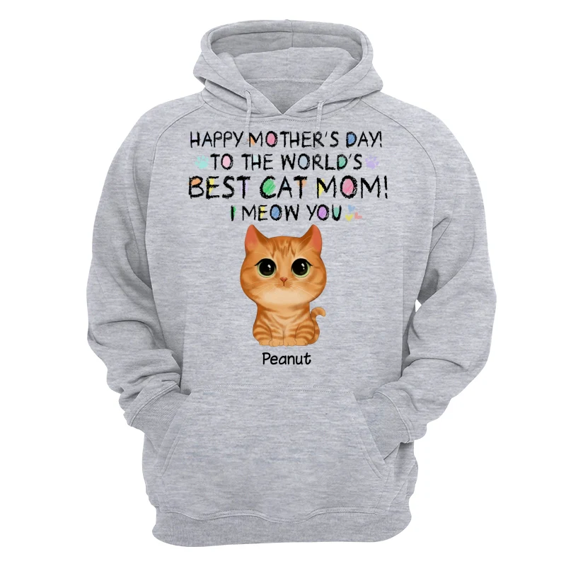 Watercolor Cute Cats Happy Mother‘s Day World‘s Best Cat Mom Crayon Text Personalized Shirt - Image 14