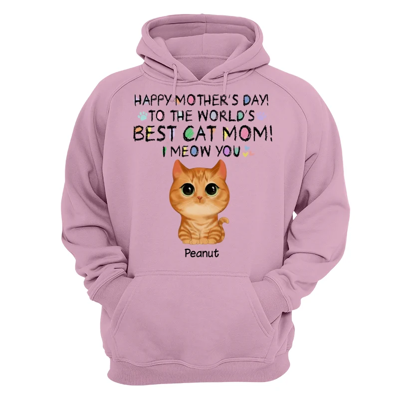 Watercolor Cute Cats Happy Mother‘s Day World‘s Best Cat Mom Crayon Text Personalized Shirt - Image 15