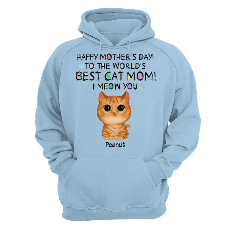 Watercolor Cute Cats Happy Mother‘s Day World‘s Best Cat Mom Crayon Text Personalized Shirt - Image 16