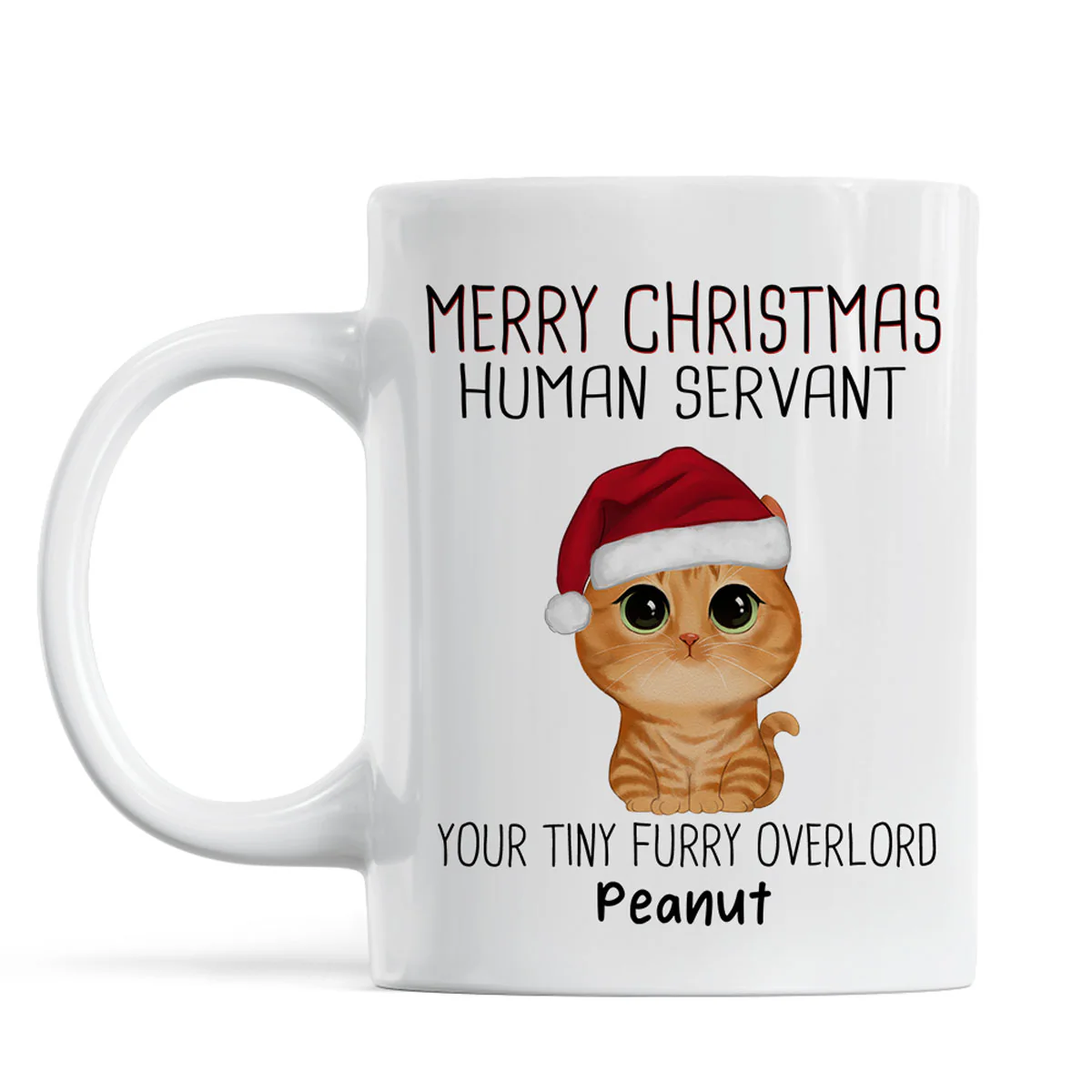 Watercolor Cute Cats Merry Christmas Human Servant Personalized Mug - Image 2