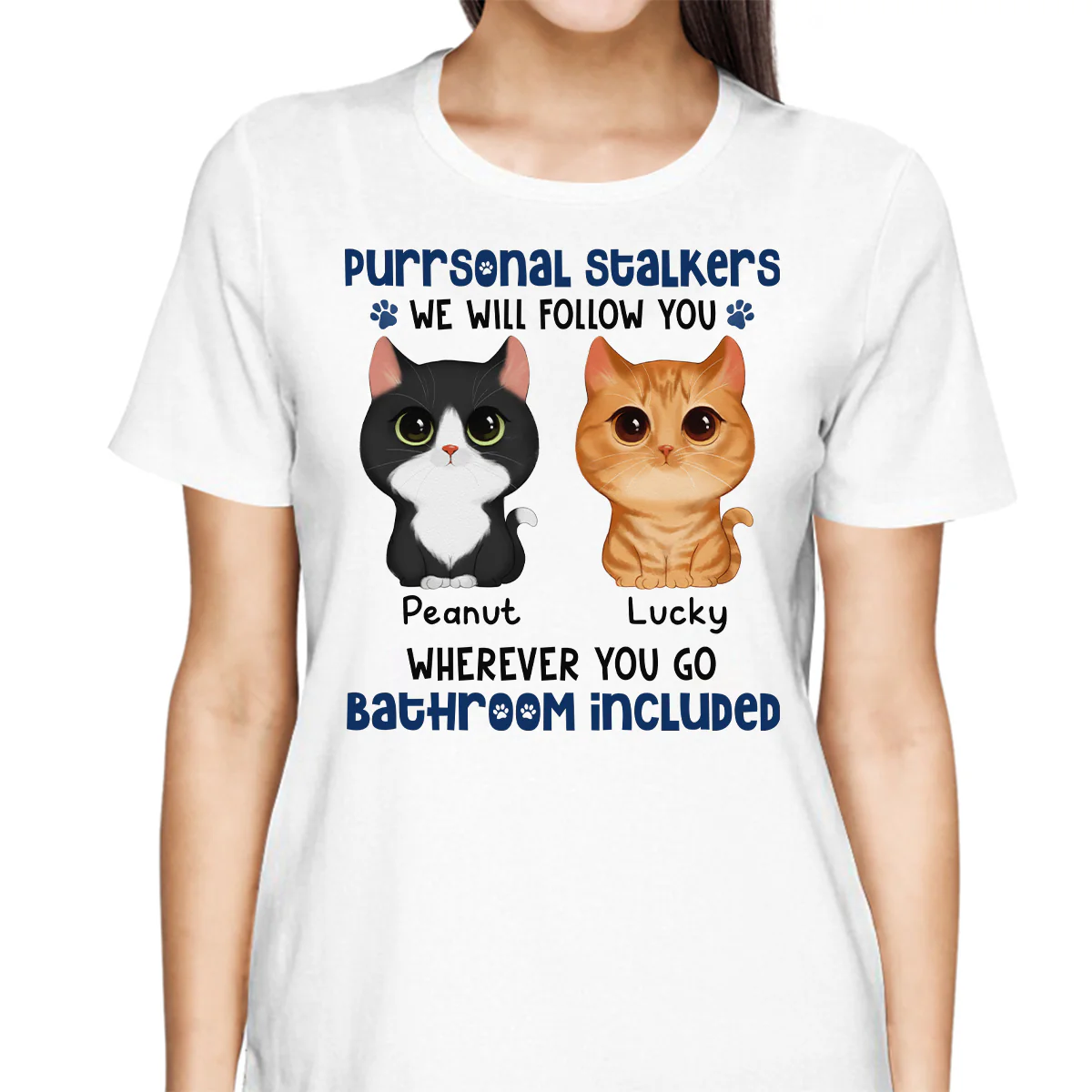 Watercolor Cute Cats Purrsonal Stalkers Personalized Shirt - Image 2