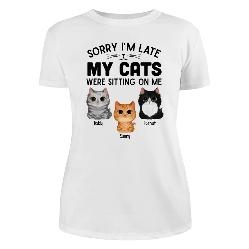 Watercolor Cute Cats Sorry My Cats Sitting On Me Personalized Shirt - Image 10
