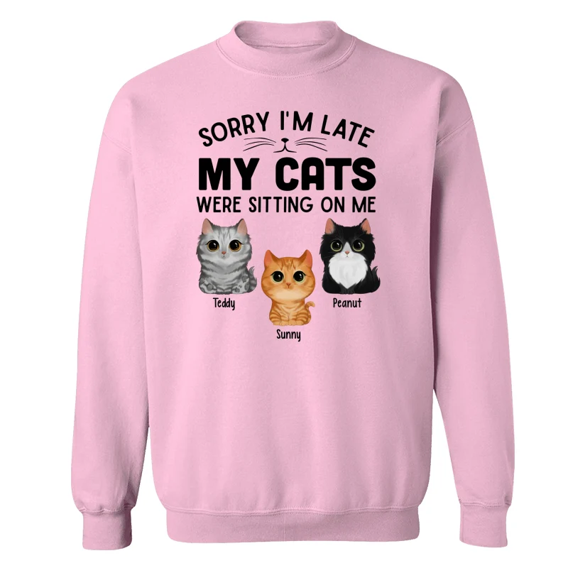 Watercolor Cute Cats Sorry My Cats Sitting On Me Personalized Shirt - Image 19