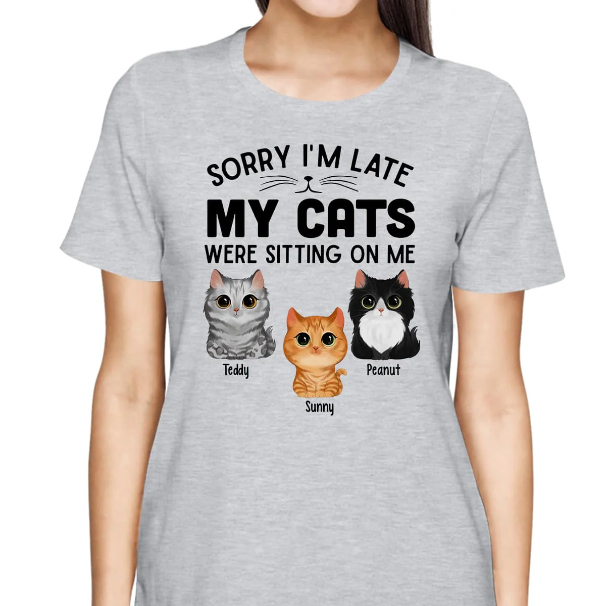Watercolor Cute Cats Sorry My Cats Sitting On Me Personalized Shirt - Image 2