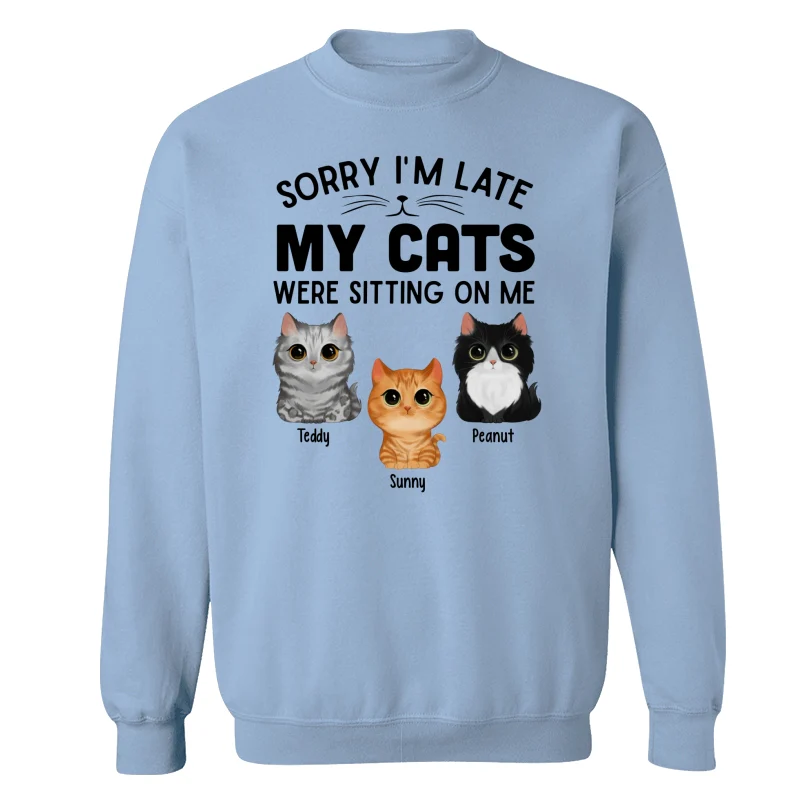 Watercolor Cute Cats Sorry My Cats Sitting On Me Personalized Shirt - Image 20