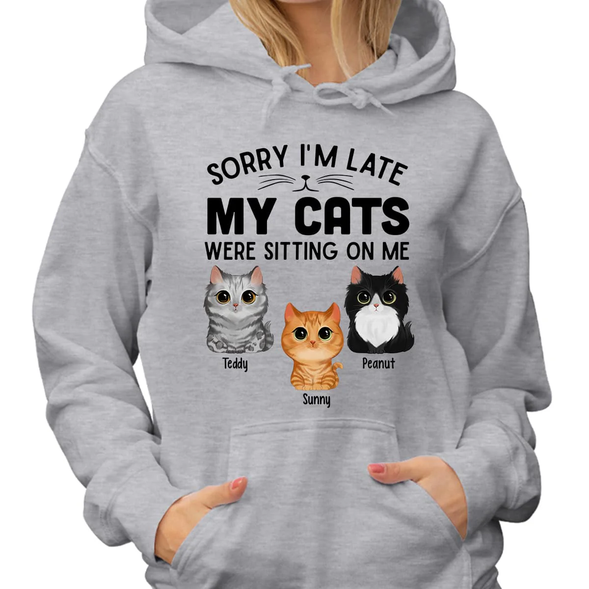 Watercolor Cute Cats Sorry My Cats Sitting On Me Personalized Shirt - Image 4