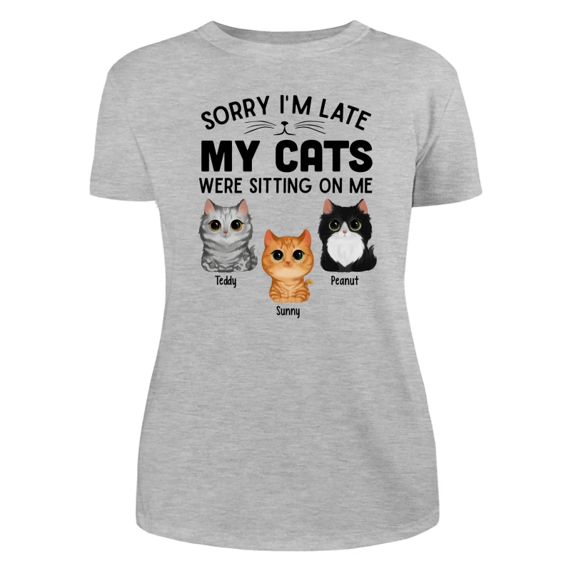 Watercolor Cute Cats Sorry My Cats Sitting On Me Personalized Shirt - Image 9