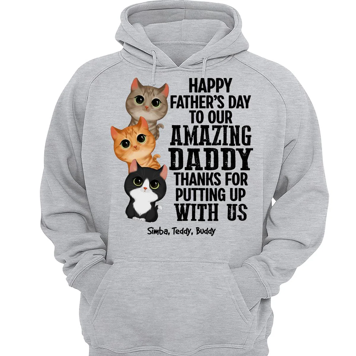 Watercolor Cute Cats Thanks For Putting Up With Us Cat Dad Personalized Shirt - Image 3