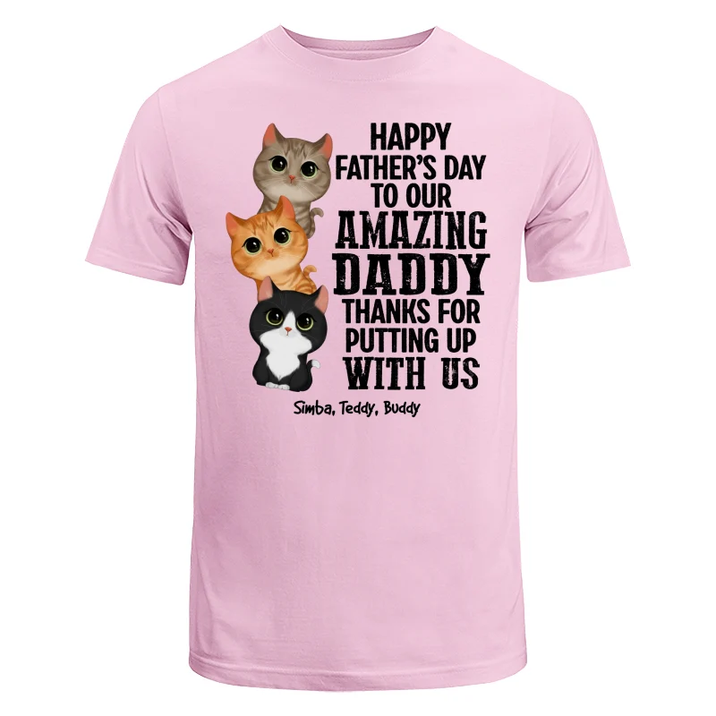 Watercolor Cute Cats Thanks For Putting Up With Us Cat Dad Personalized Shirt - Image 7