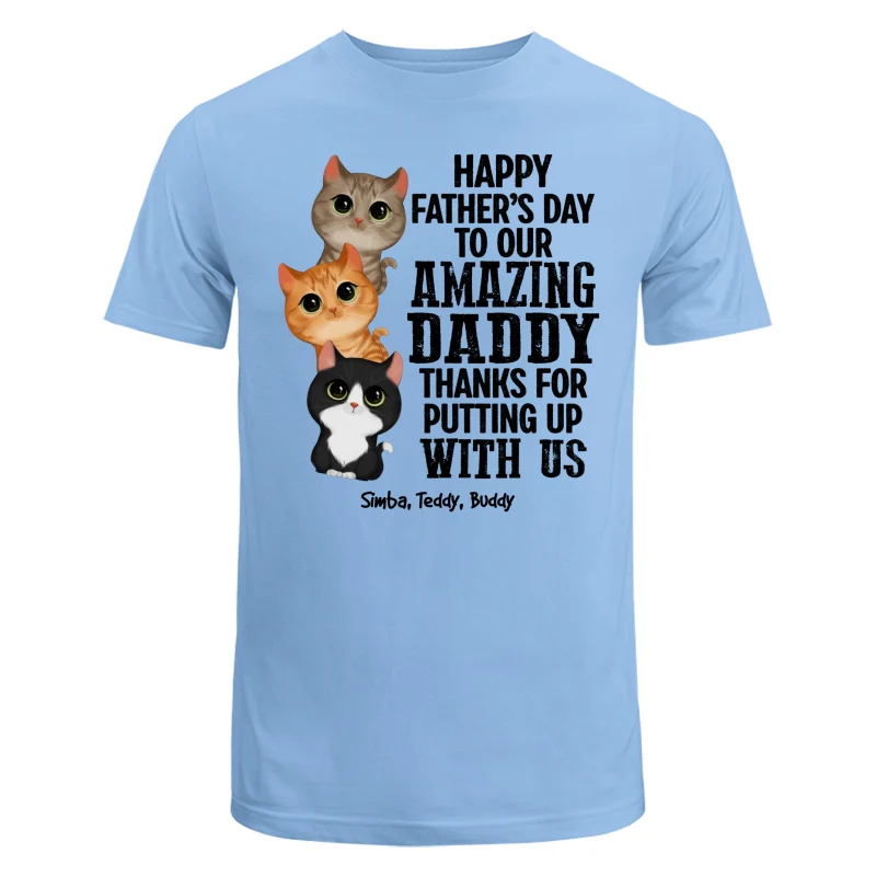 Watercolor Cute Cats Thanks For Putting Up With Us Cat Dad Personalized Shirt - Image 8