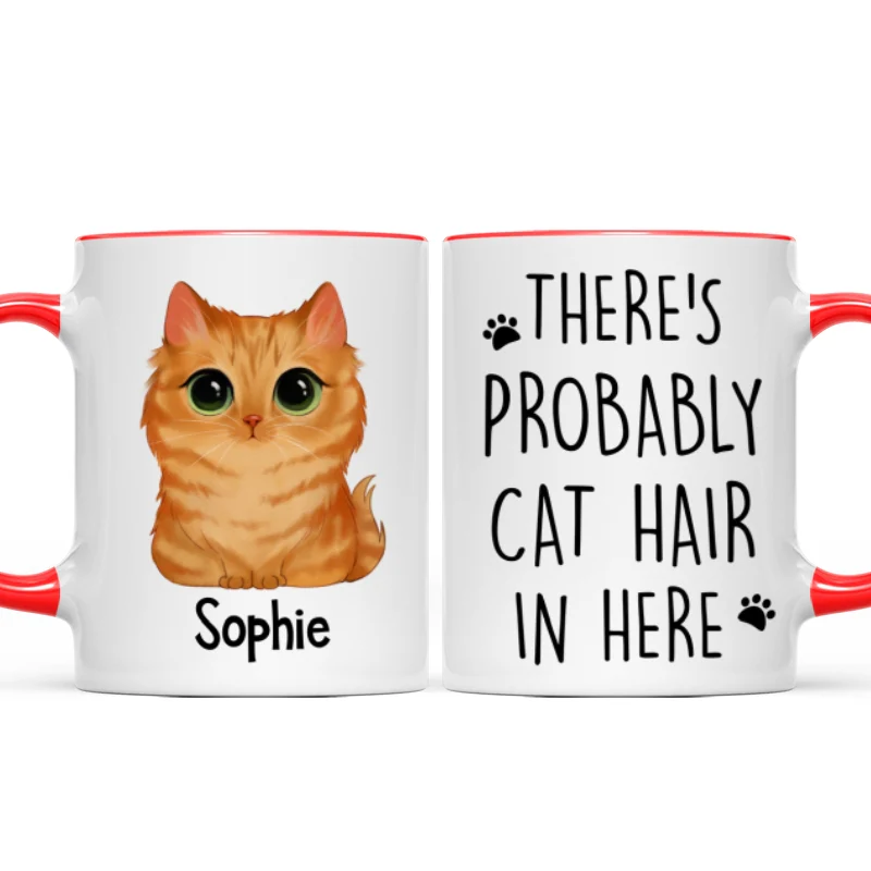 Watercolor Cute Cats There‘s Probably Cat Hair In Here Gift For Cat Lovers Personalized Mug - Image 6