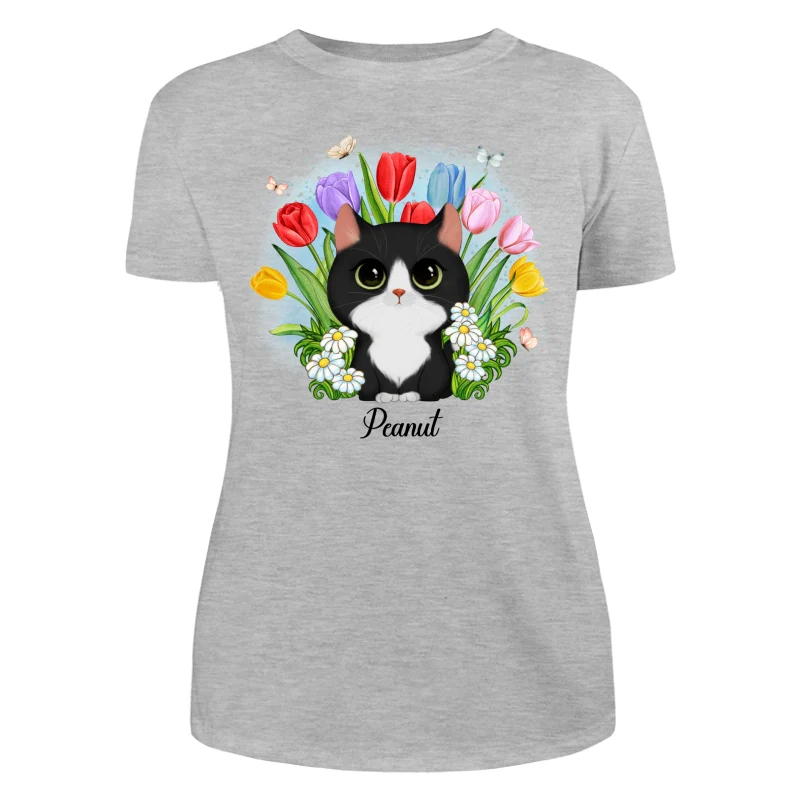 Watercolor Cute Cats Tulip Flowers Personalized Shirt - Image 10