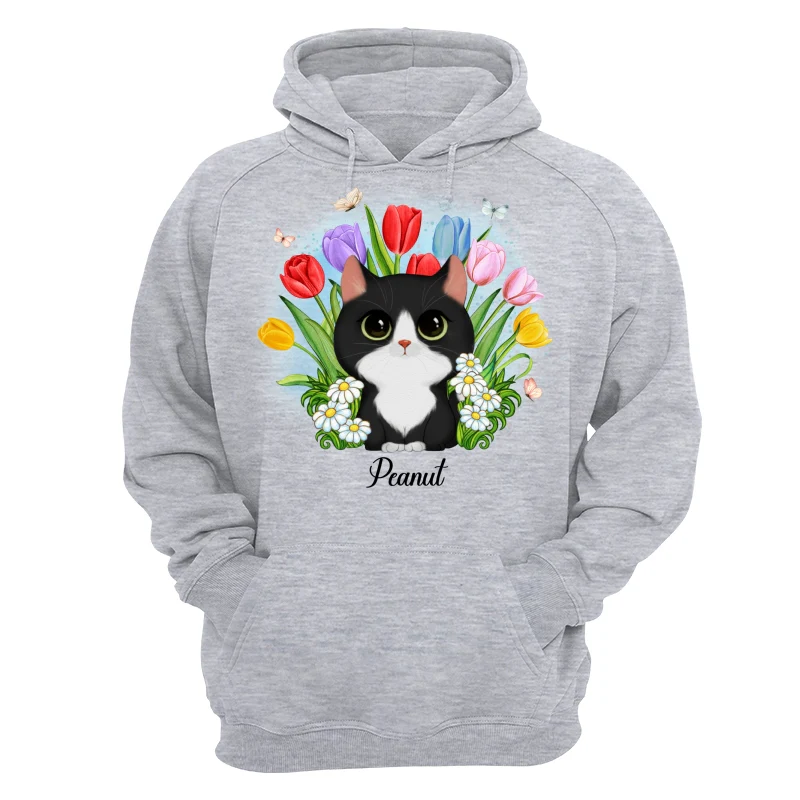 Watercolor Cute Cats Tulip Flowers Personalized Shirt - Image 14