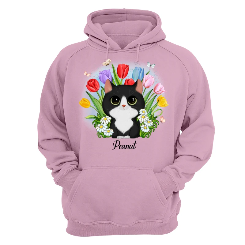 Watercolor Cute Cats Tulip Flowers Personalized Shirt - Image 15