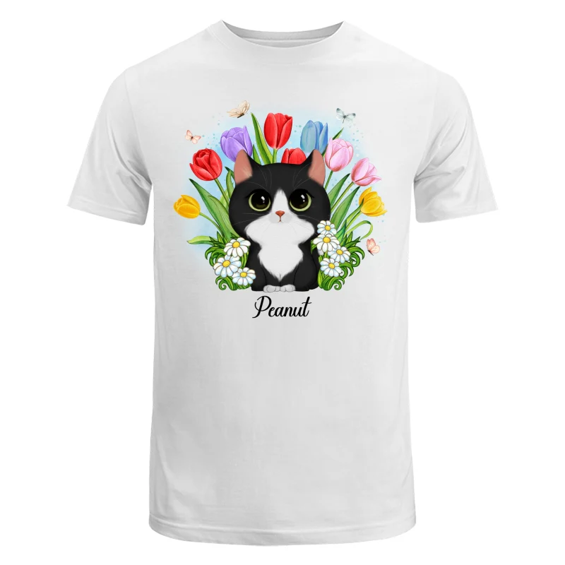 Watercolor Cute Cats Tulip Flowers Personalized Shirt - Image 5
