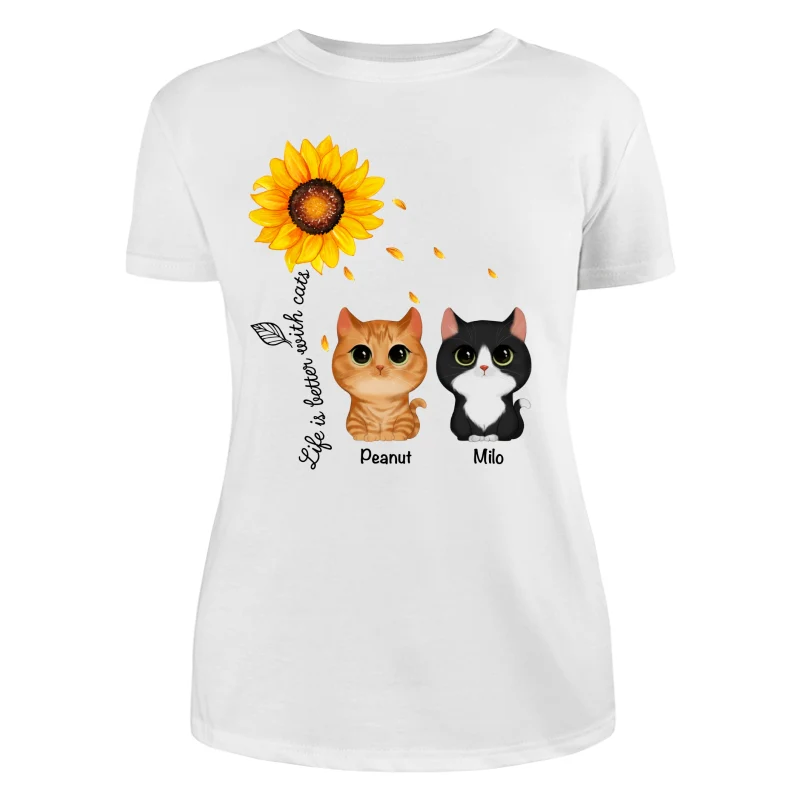 Watercolor Cute Cats Under Sunflower Personalized Shirt - Image 10
