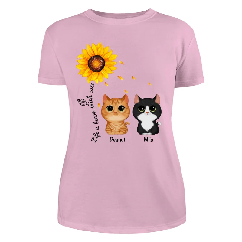 Watercolor Cute Cats Under Sunflower Personalized Shirt - Image 11