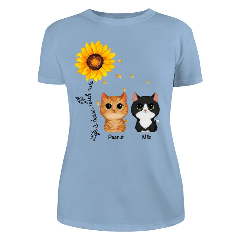 Watercolor Cute Cats Under Sunflower Personalized Shirt - Image 12