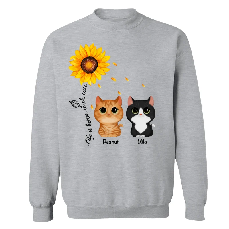 Watercolor Cute Cats Under Sunflower Personalized Shirt - Image 17