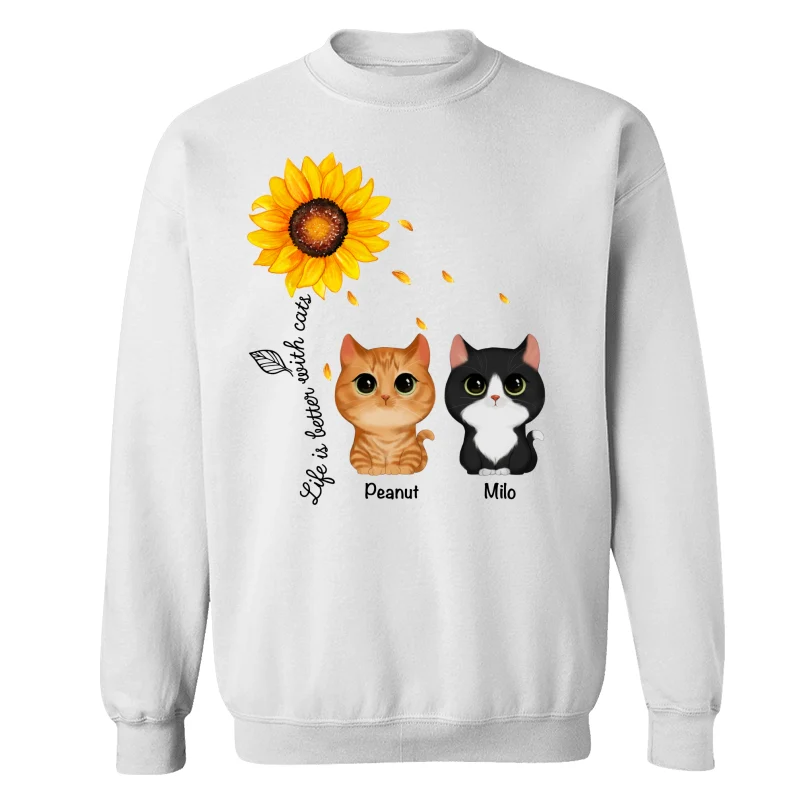 Watercolor Cute Cats Under Sunflower Personalized Shirt - Image 18