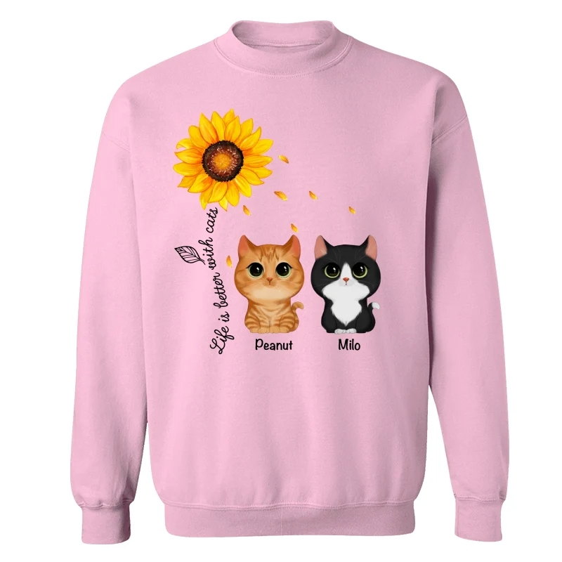 Watercolor Cute Cats Under Sunflower Personalized Shirt - Image 19