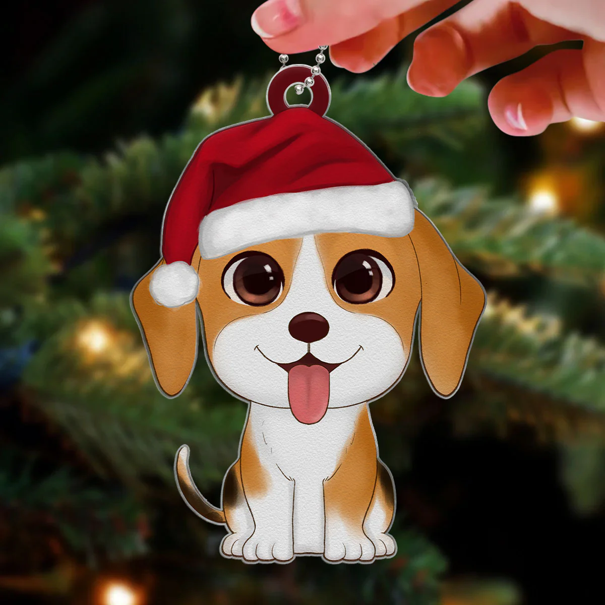 Watercolor Cute Dogs Christmas Personalized Acrylic Ornament - Image 3