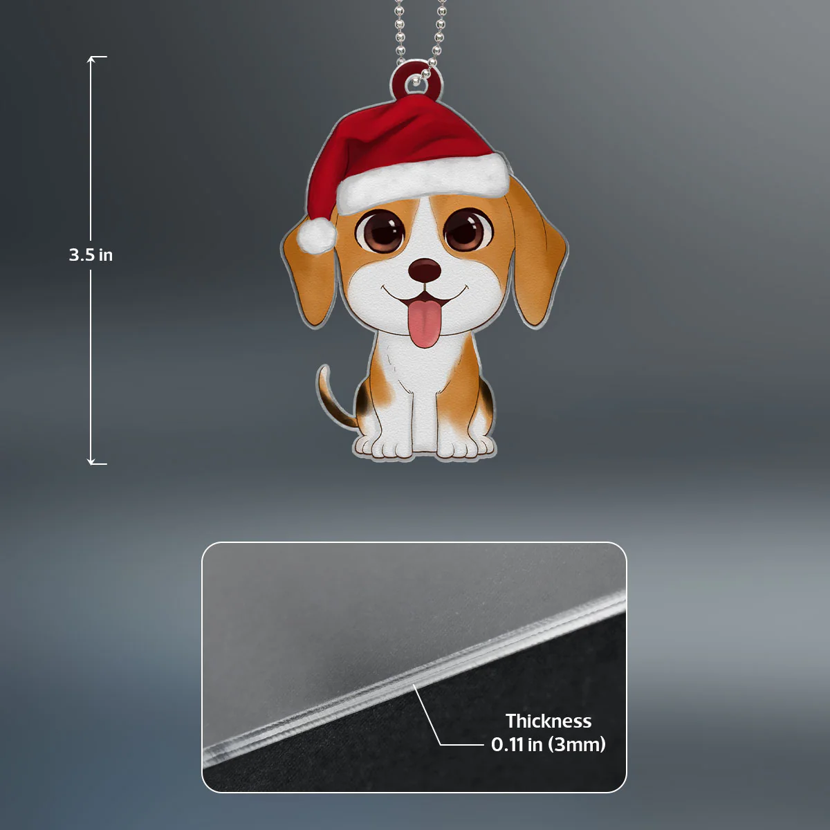 Watercolor Cute Dogs Christmas Personalized Acrylic Ornament - Image 4