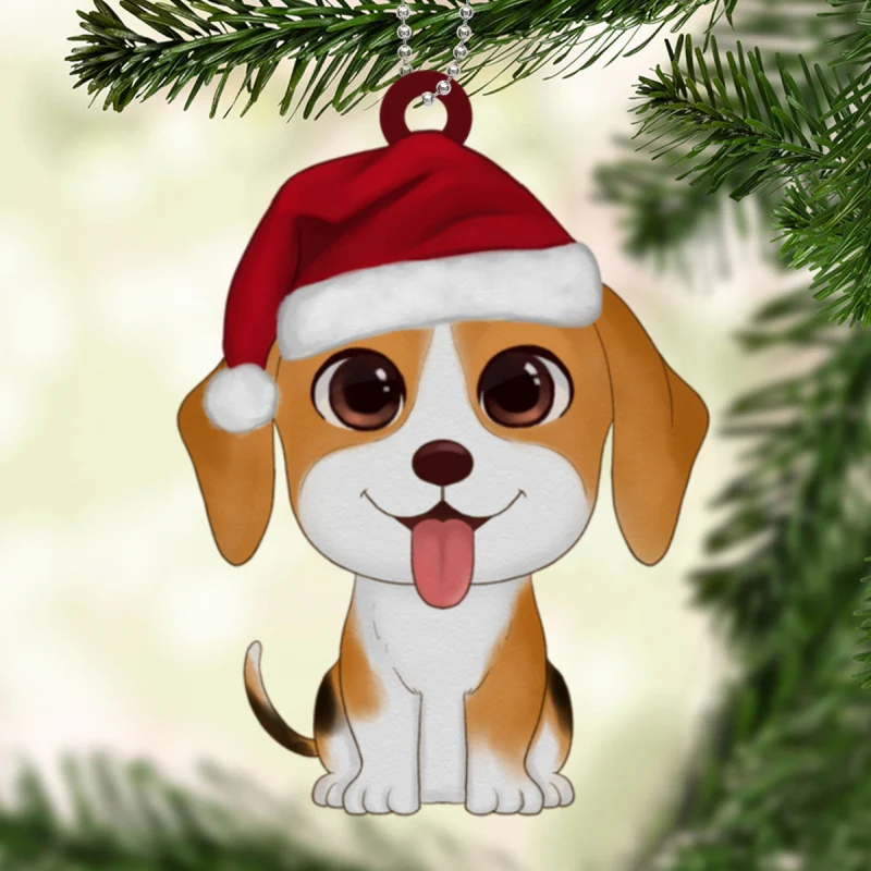 Watercolor Cute Dogs Christmas Personalized Acrylic Ornament - Image 5