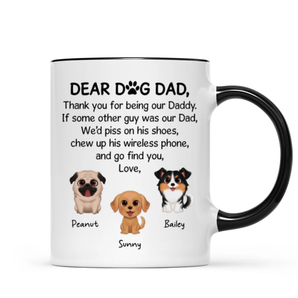 Watercolor Cute Dogs Dear Dog Dad Gift Personalized Mug - Image 5